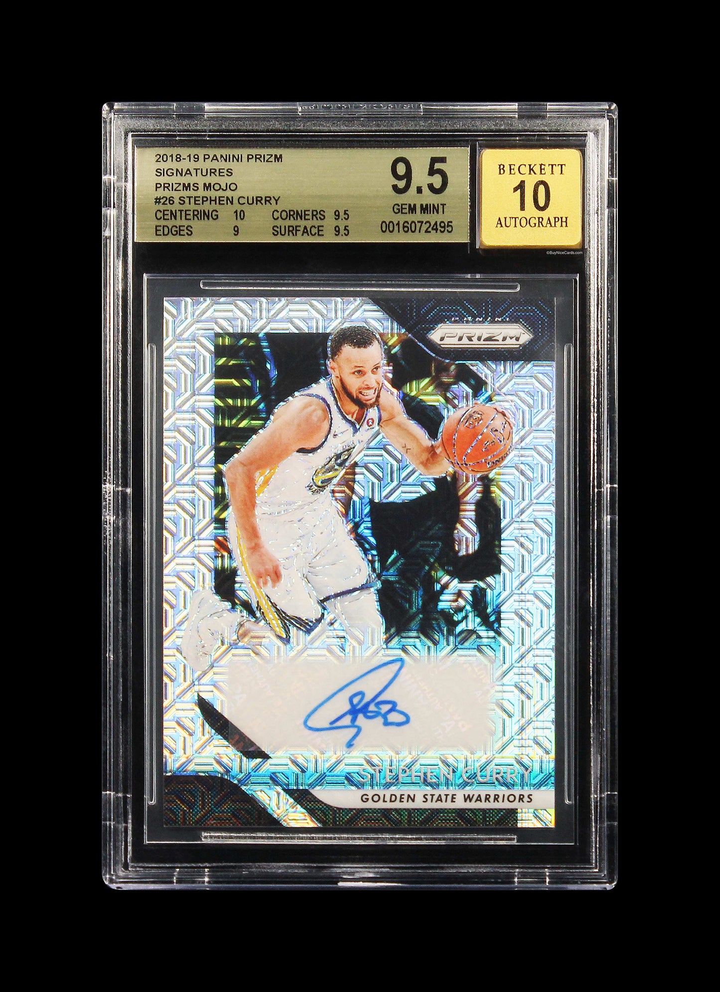 2018-19 Stephen Curry Panini Prizm Signatures Prizms Mojo /25 #26 Bgs 9.5 Pop 1