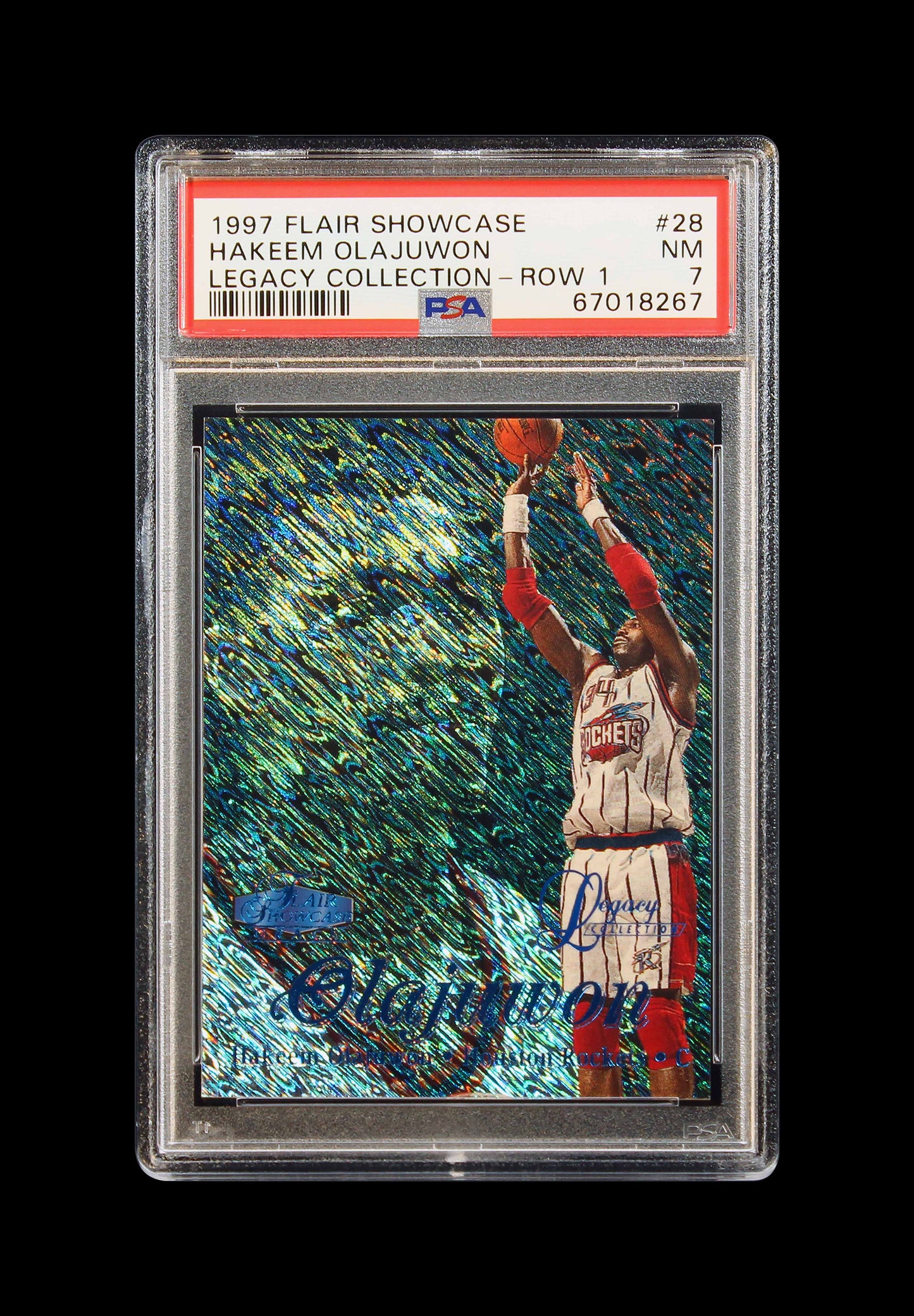 1997 Hakeem Olajuwon Flair Showcase Legacy Collection Row 1 /100 #28 PSA 7