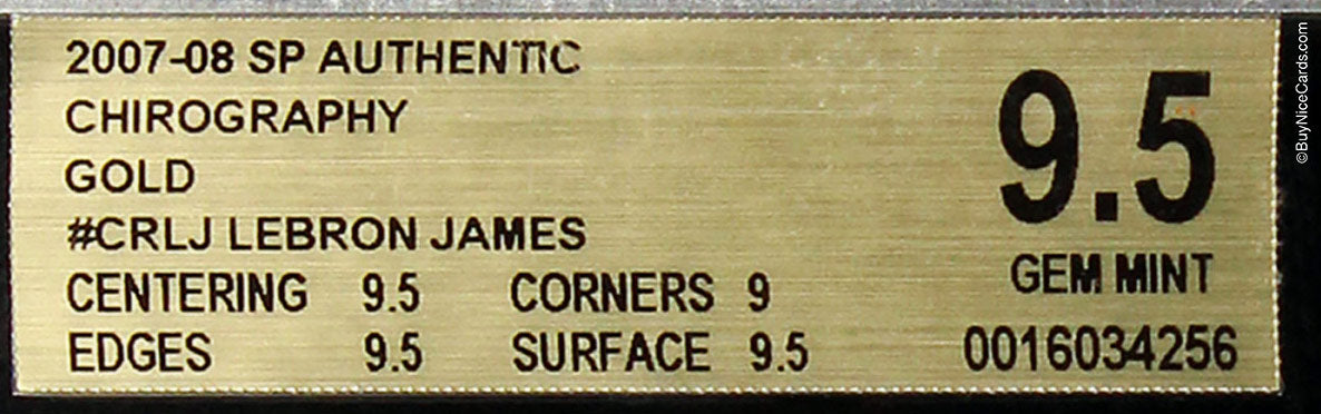 2007-08 Sp Authentic Chirography Gold Lebron James #crlj Bgs 9.5
