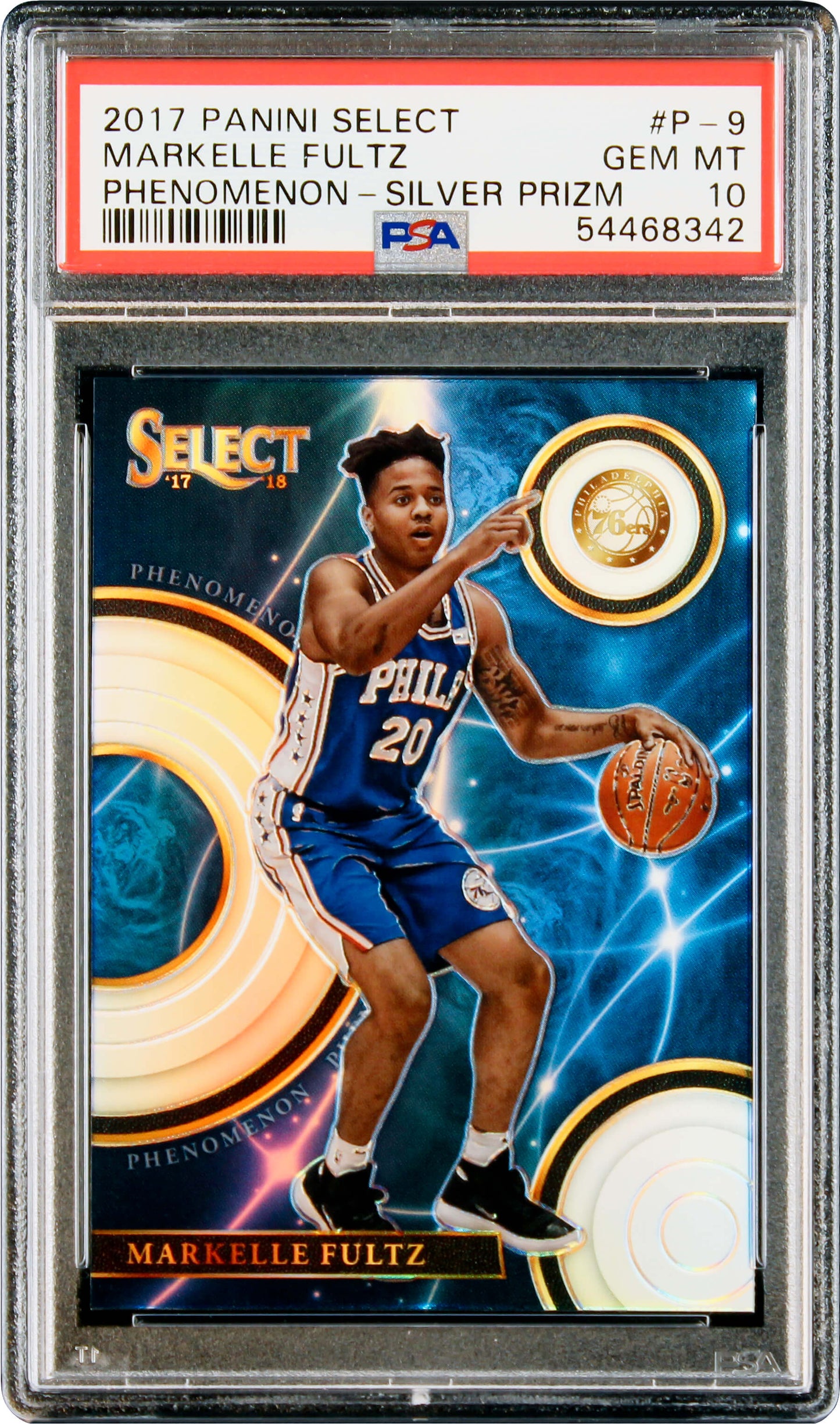 2017 Markelle Fultz Panini Select Phenomenon Prizms Silver Refractor SP RC Rookie #P-9 PSA 10 Gem Mint
