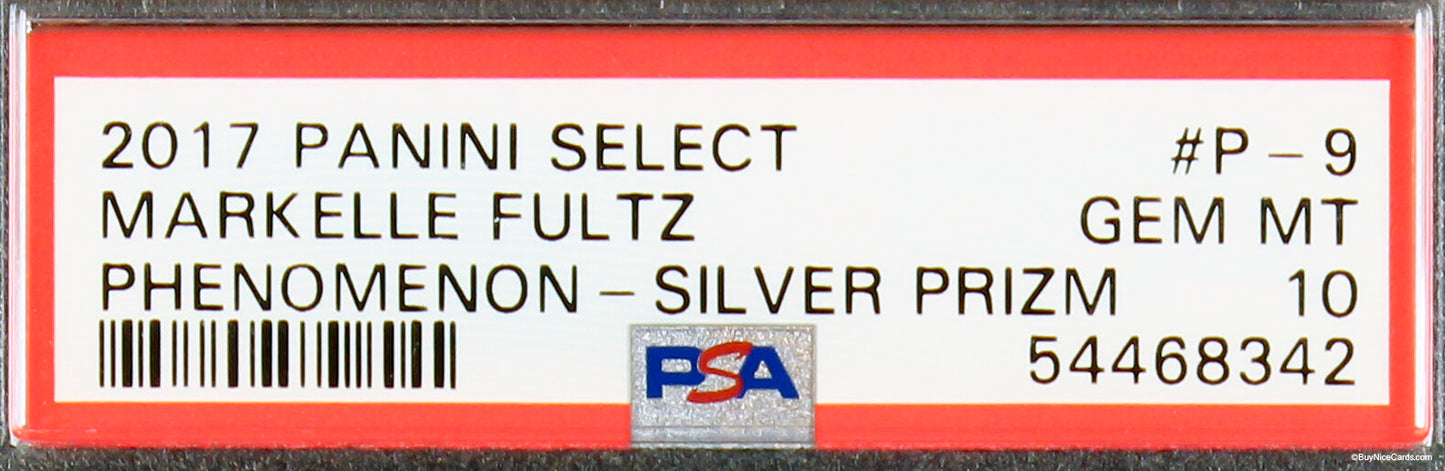 2017 Markelle Fultz Panini Select Phenomenon Prizms Silver Refractor SP RC Rookie #P-9 PSA 10 Gem Mint