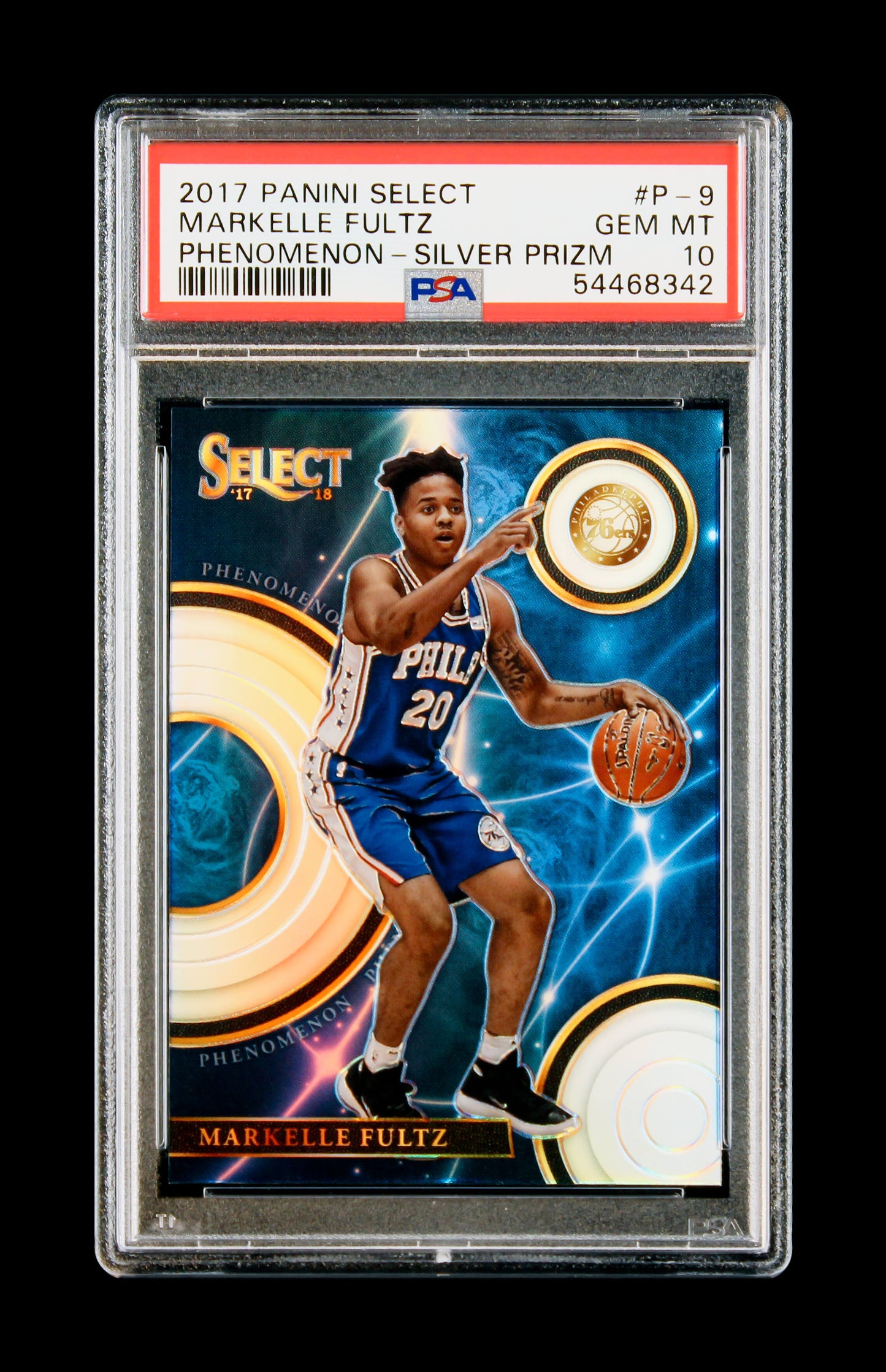 2017 Markelle Fultz Panini Select Phenomenon Prizms Silver Refractor SP RC Rookie #P-9 PSA 10 Gem Mint