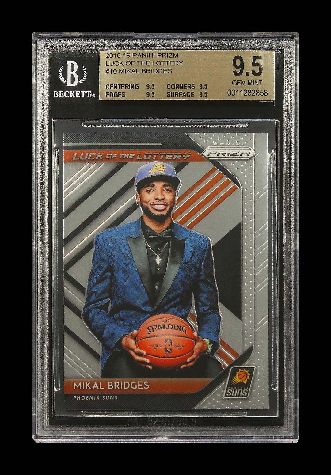 2018-19 Mikal Bridges Panini Prizm Base Luck of the Lottery RC #10 BGS 9.5 True Gem