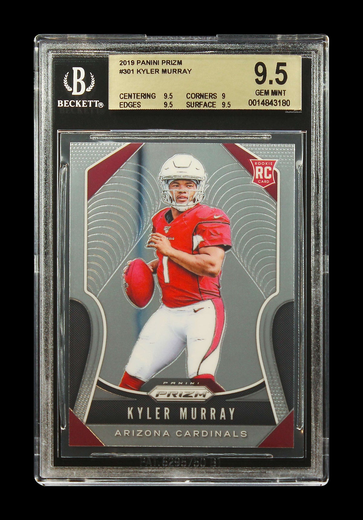 2019 Kyler Murray Panini Base RC Rookie #301 BGS 9.5 Gem Mint