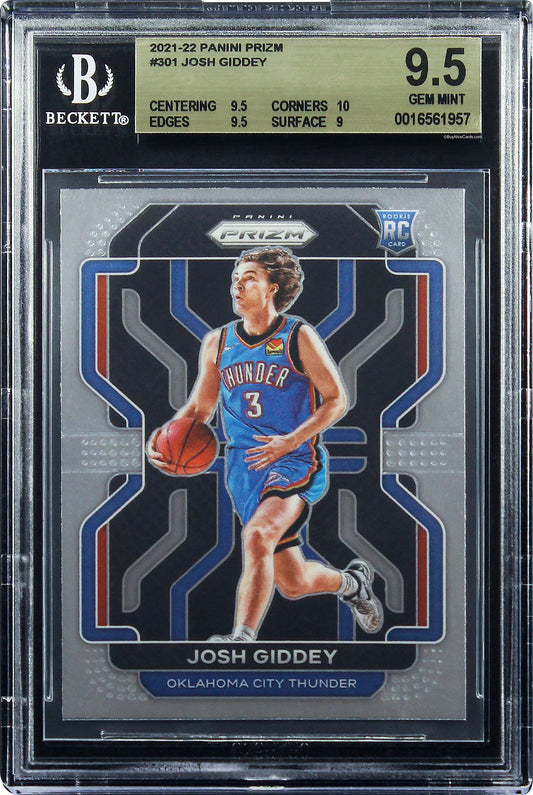 2021-22 Josh Giddey Panini Prizm Base RC Rookie #301 BGS 9.5 Gem Mint