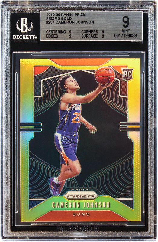 2019 Cam Johnson Panini Prizm Gold Prizms SP RC Rookie /10 # 257 BGS 9 Mint