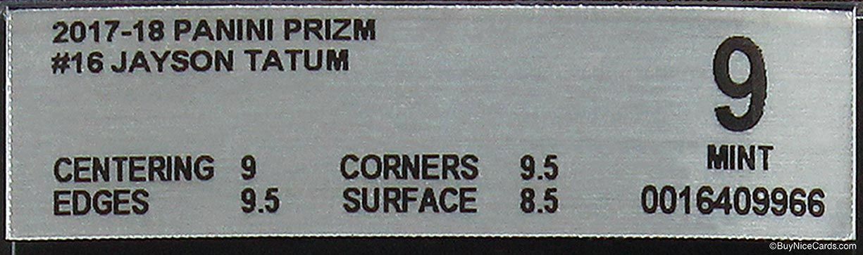 2017-18 Jayson Tatum Panini Prizm Base RC Rookie #16 BGS 9 Mint