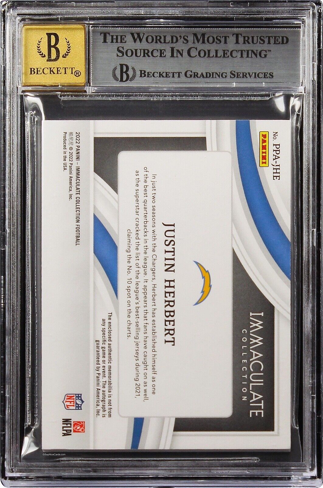2022 Just Herbert Panini Immaculate Collection 1/1 Shield Patch Auto #1 BGS 8.5
