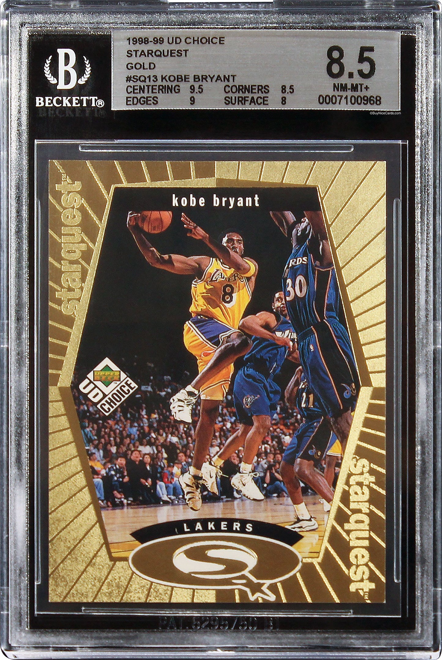 1998-99 Kobe Bryant Upper Deck Choice Starquest Gold /100 #SQ13 BGS 8.5 Low Pop