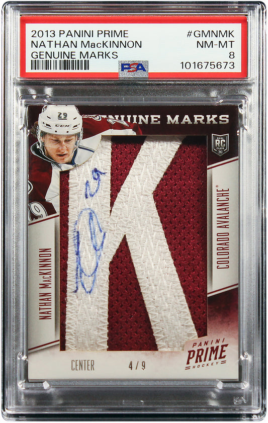 2013 Nathan MacKinnon Panini Prime Genuine Marks RC Rookie Auto /9 #GMNMK PSA 8
