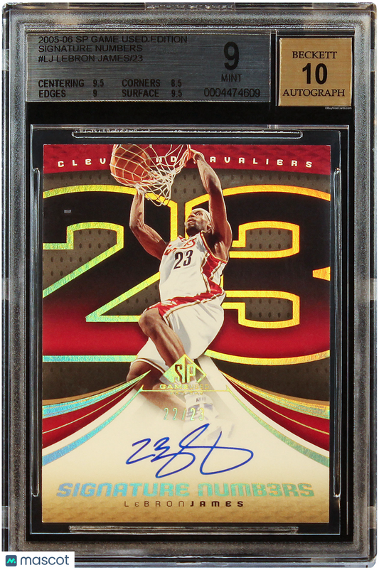 2005 LeBron James Upper Deck SP Game Used Signature Numbers /23 # LJ BGS 9