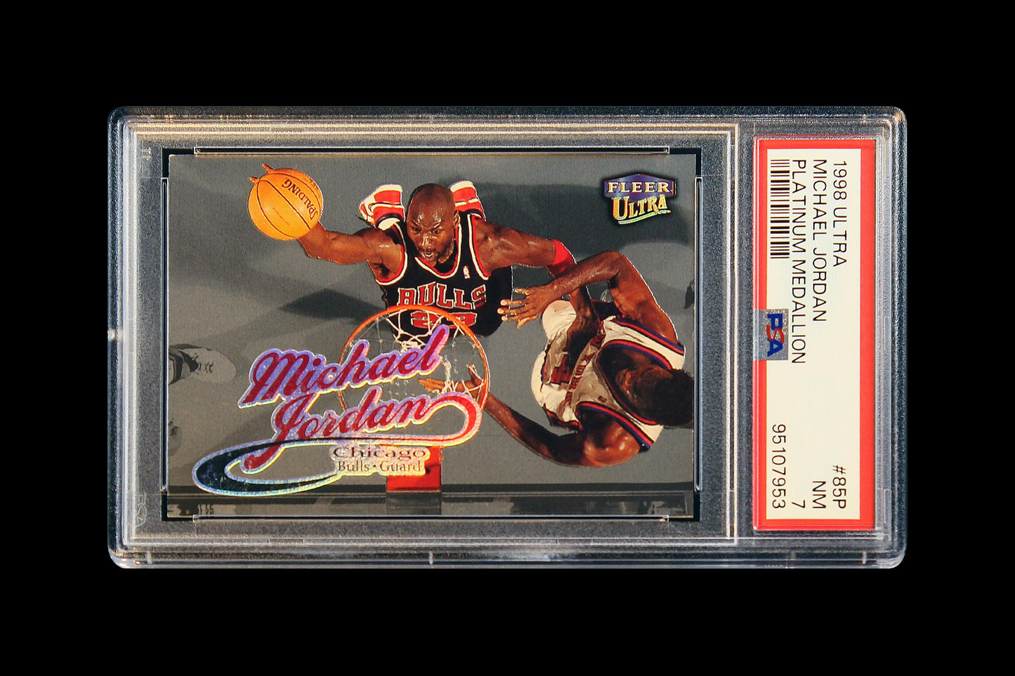 1998 Michael Jordan Fleer Ultra Platinum Medallion /99 #85P PSA 7 NM