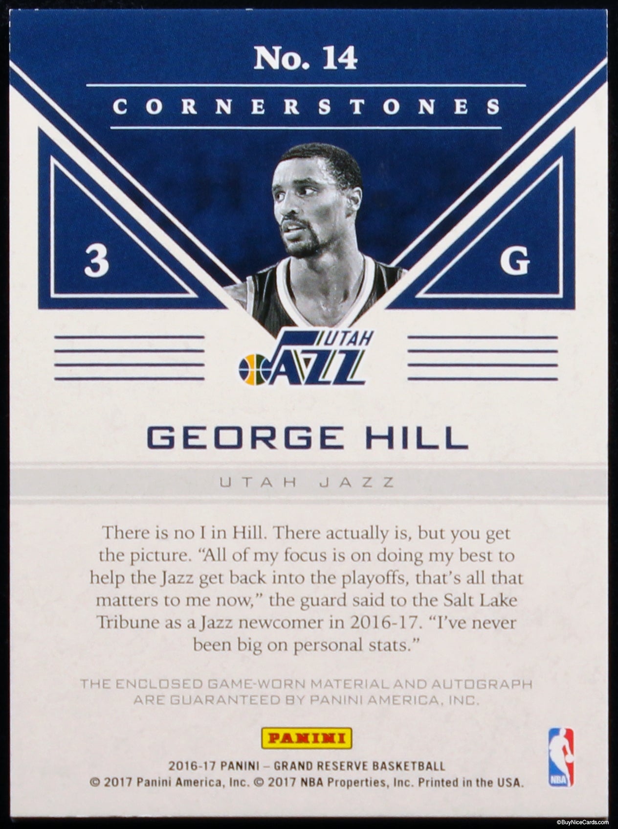2016 George Hill Panini Grand Reserve Rookie Cornerstones /99 # 14