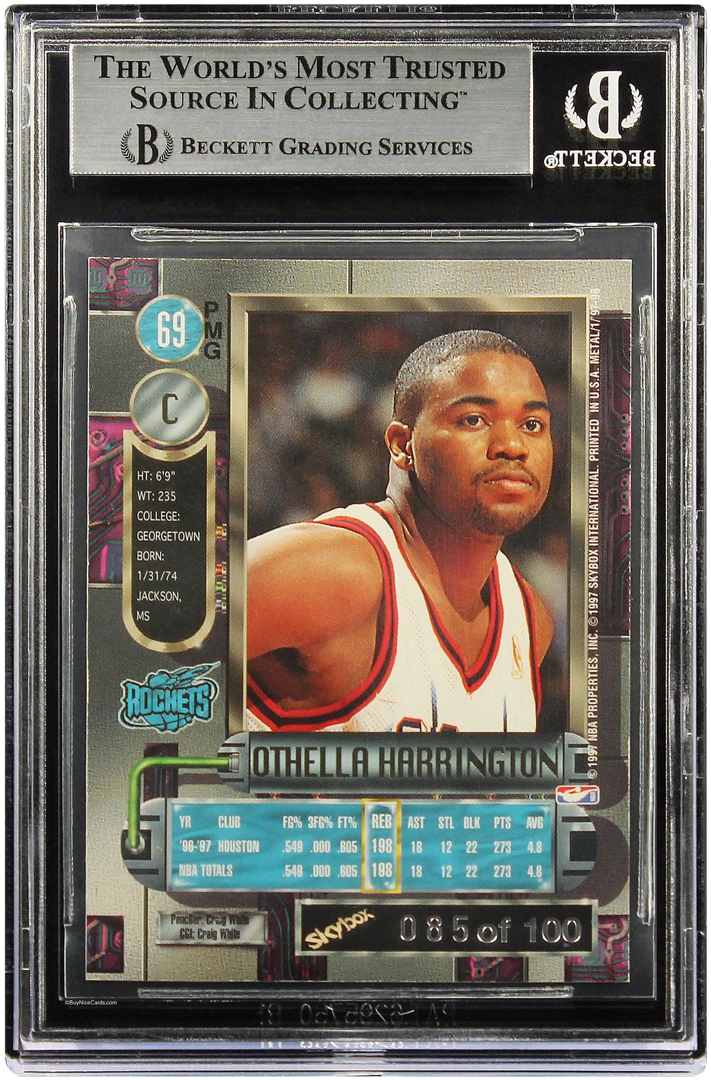1997 Othella Harrington Fleer Skybox Metal Universe PMG Precious Metal Gems #69 /100 BGS 8