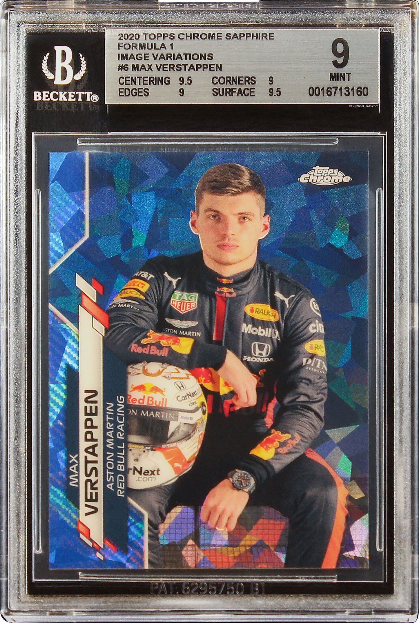 2020 Max Verstappen Topps Chrome Formula 1 F1 Sapphire SP Variation #6 BGS 9