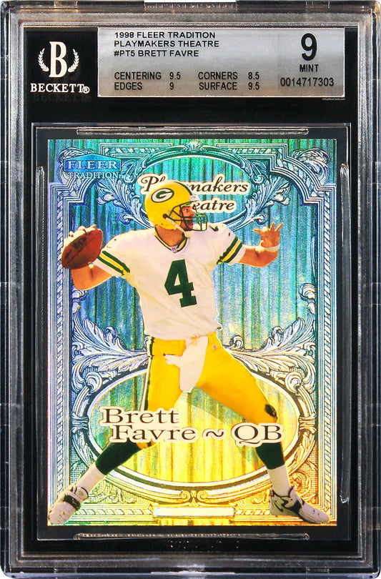 1998 Brett Favre Fleer Tradition Playmakers Theatre Embossed /100 #PT5 BGS 9 MT