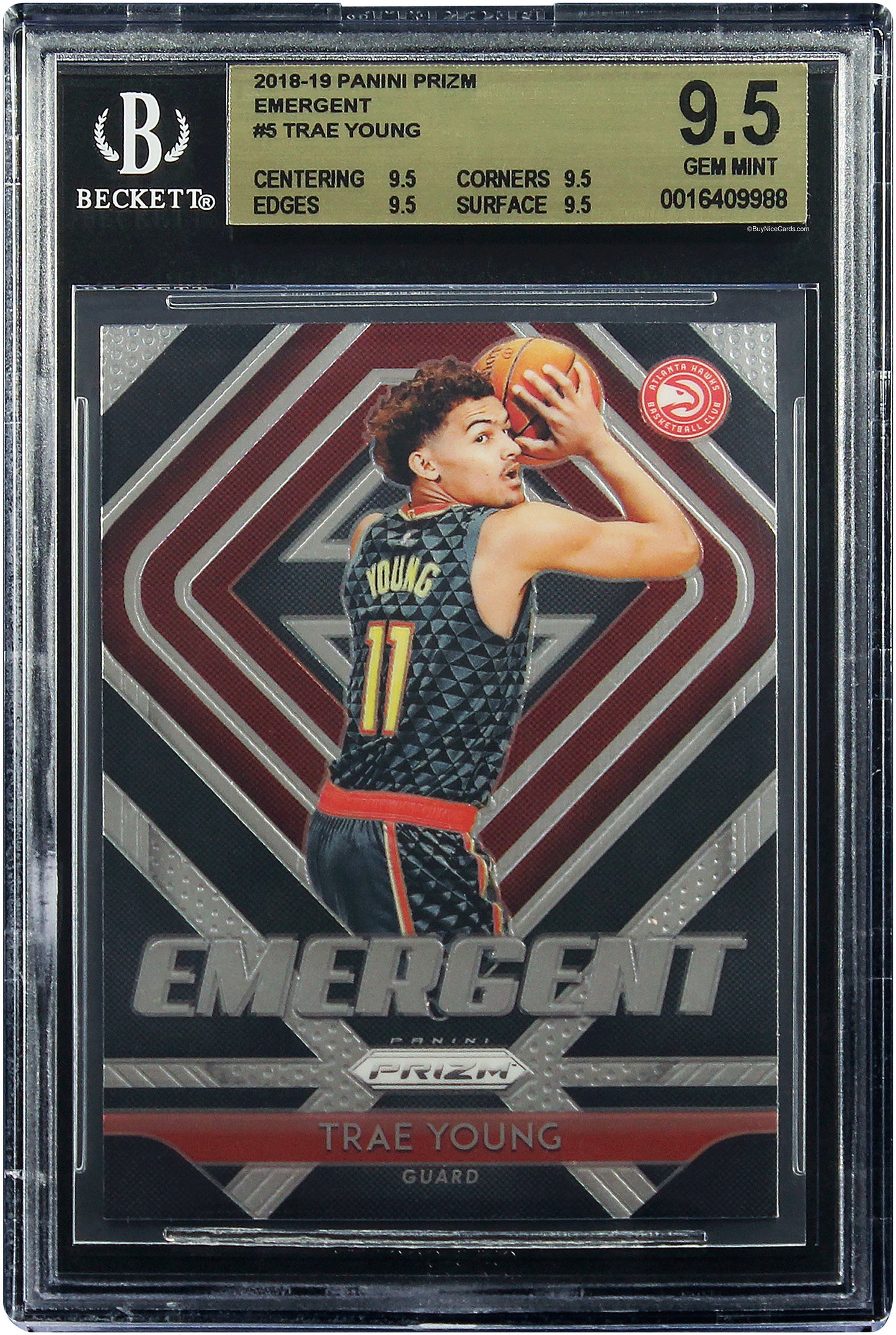2018 Trae Young Panini Prizm Emergent Base RC Rookie # 5 BGS 9.5