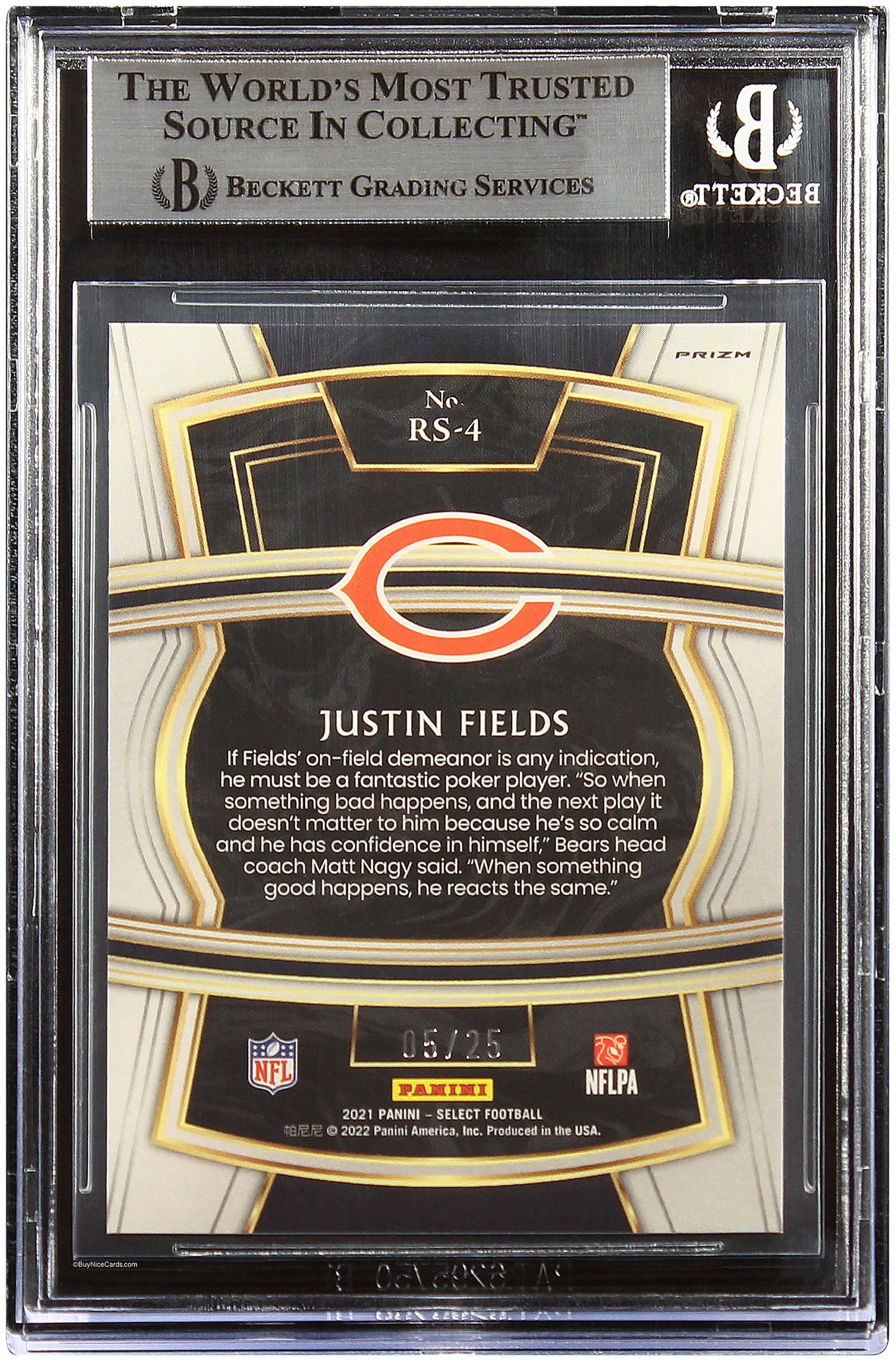 2021 Justin Fields Panini Select Rookie Selections Prizm Tie Dye RC /25 #4 BGS 9