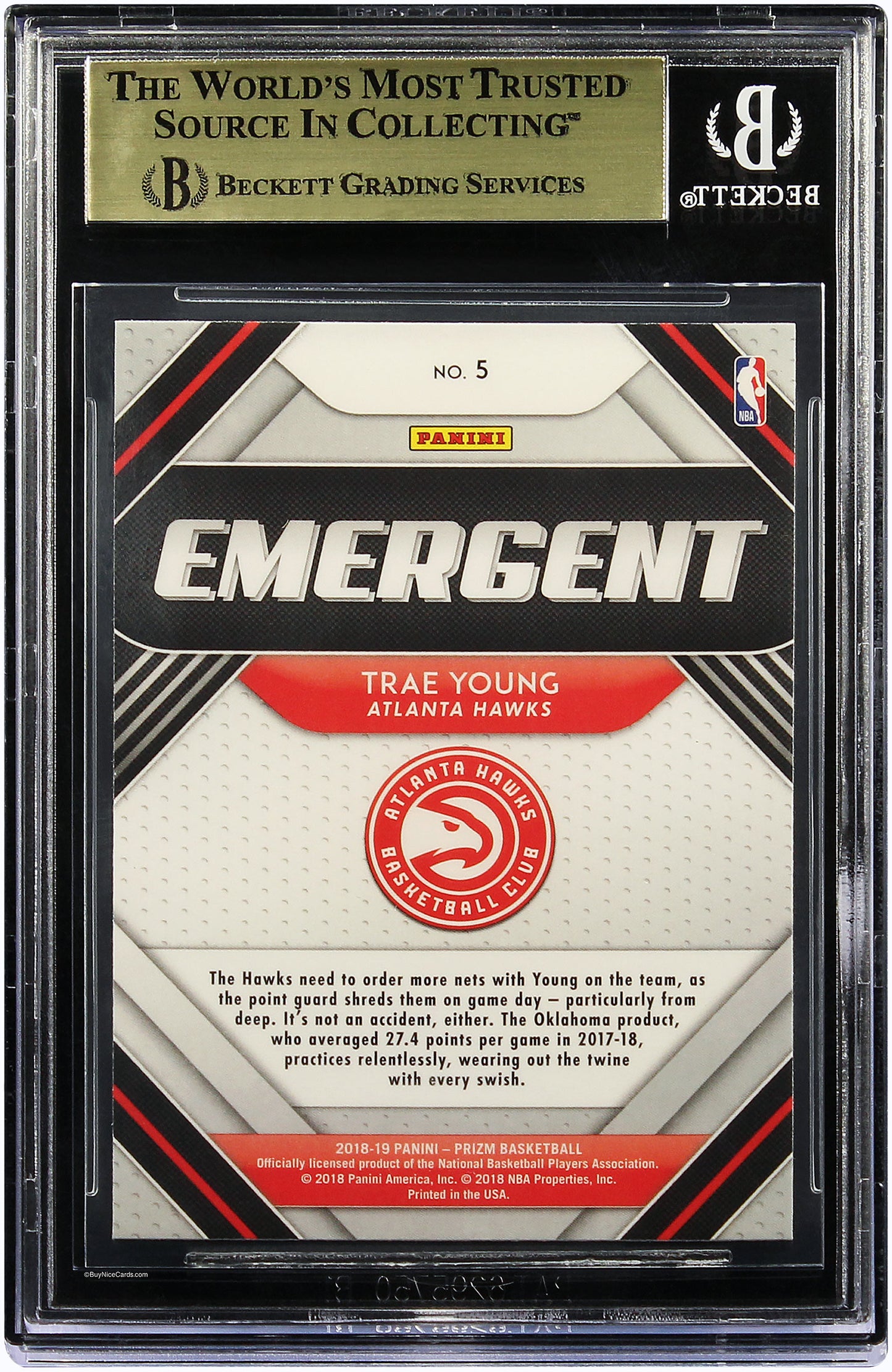 2018 Trae Young Panini Prizm Emergent Base RC Rookie # 5 BGS 9.5