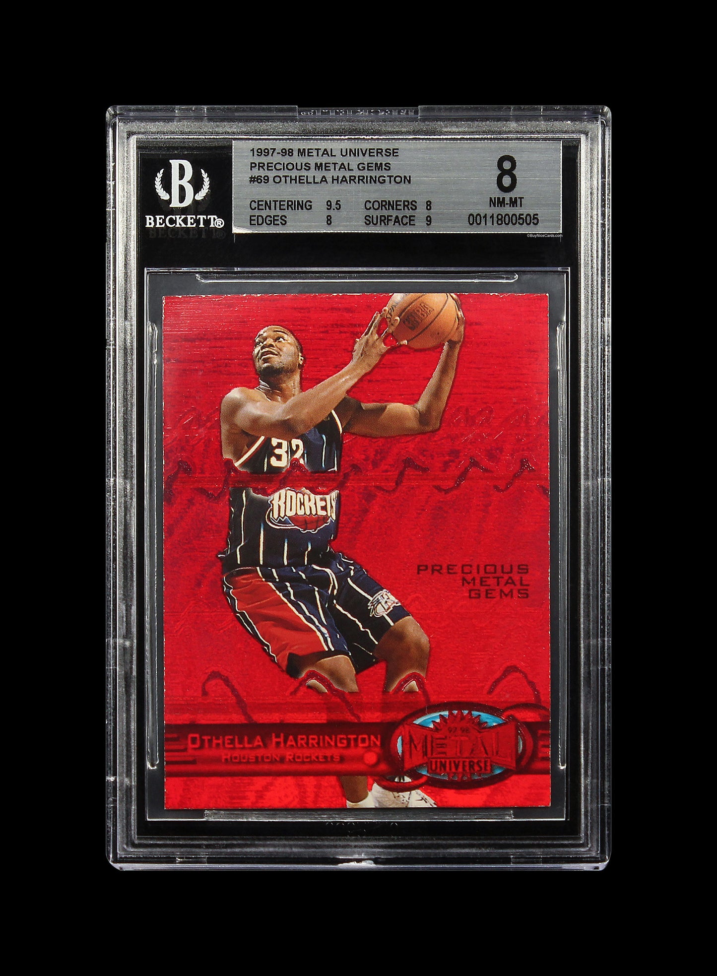 1997 Othella Harrington Fleer Skybox Metal Universe PMG Precious Metal Gems #69 /100 BGS 8