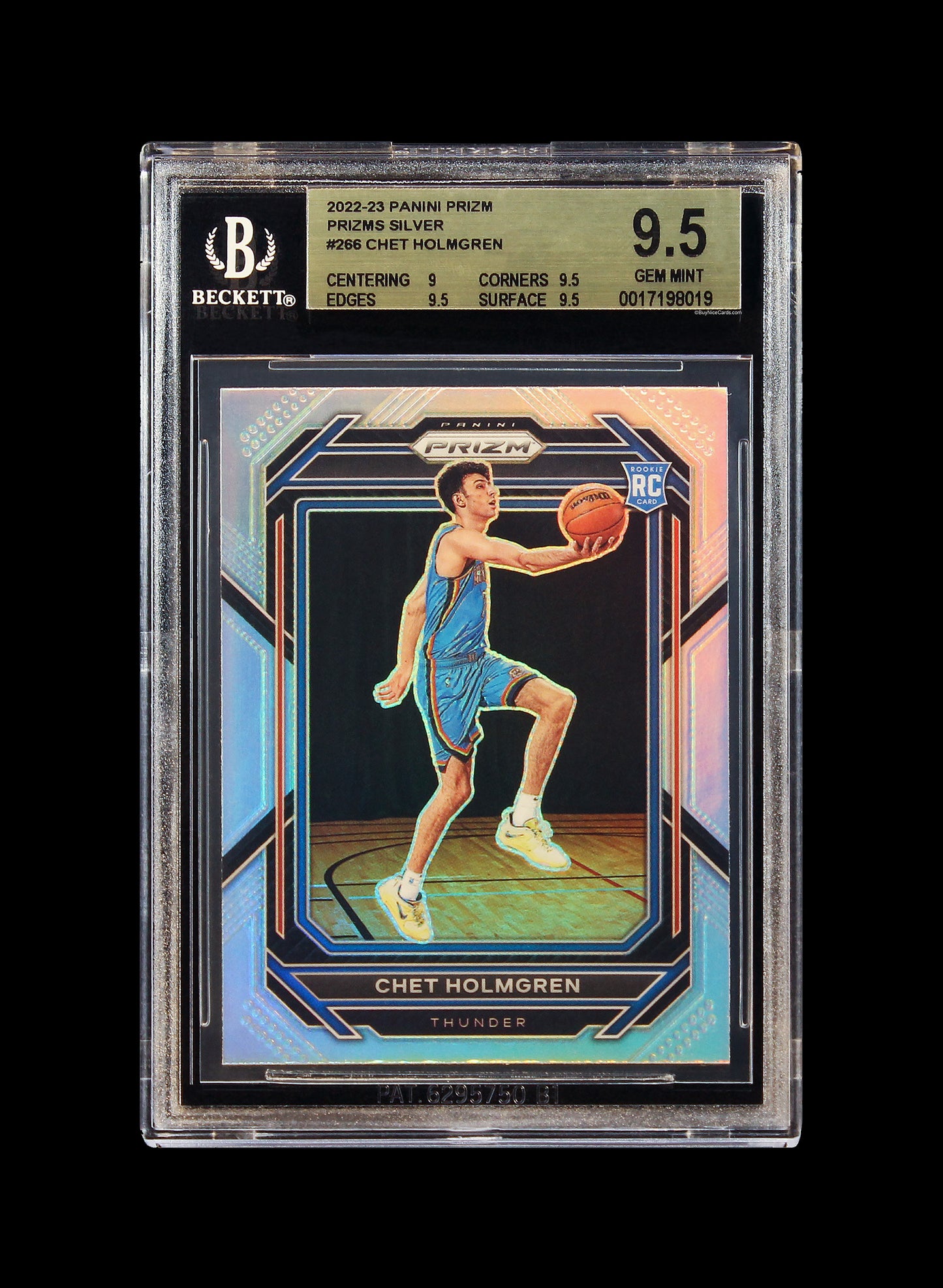 2022 Chet Holmgren Panini Prizm Silver Prizm RC Rookie # 266 BGS 9.5 Gem Mint