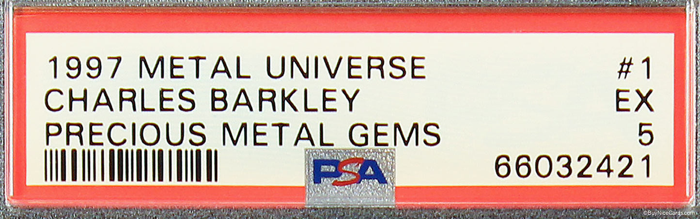 1997 Charles Barkley Skybox Metal Universe Precious Gems PMG Red /100 #1 PSA 5