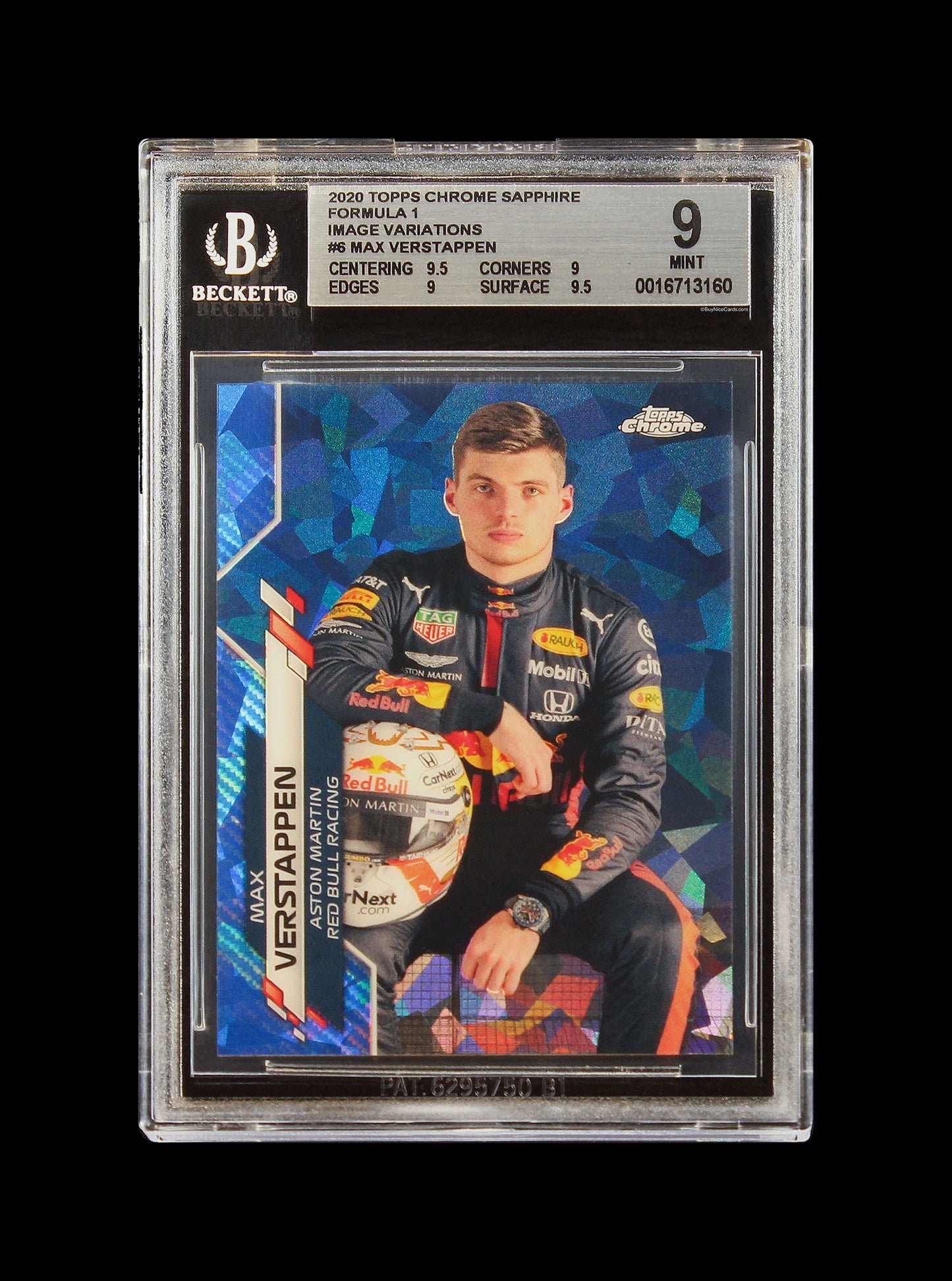 2020 Max Verstappen Topps Chrome Formula 1 F1 Sapphire SP Variation #6 BGS 9