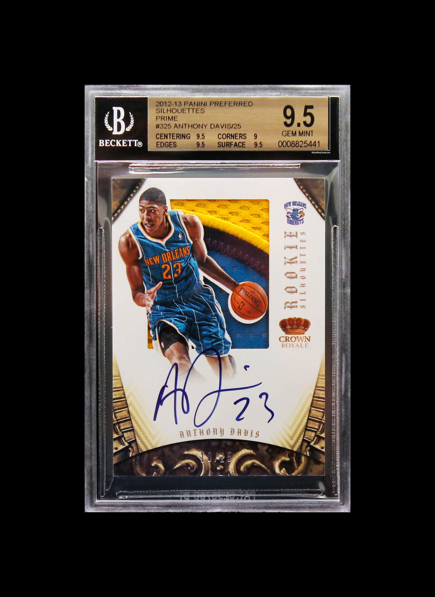 2012-13 Anthony Davis Preferred Silhouettes RC Rookie Patch Auto /25 BGS 9.5