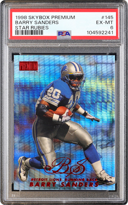 1998 Barry Sanders Skybox Premium Star Rubies SP /50 # 145 PSA 6