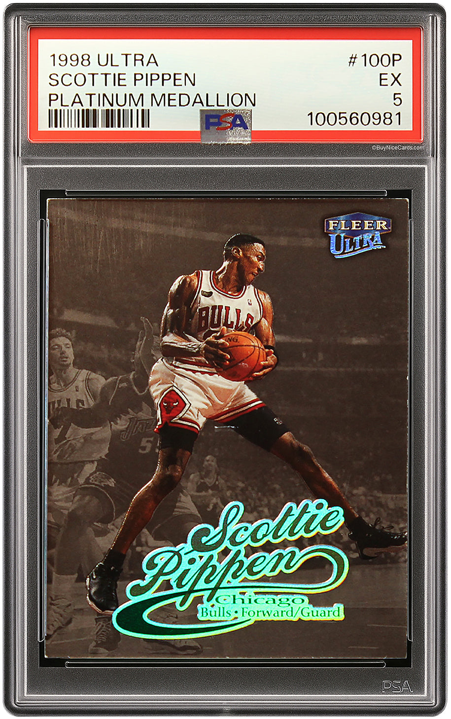 1998 Scottie Pippen Fleer Ultra Platinum Medallion SP /100 # 100P PSA 5