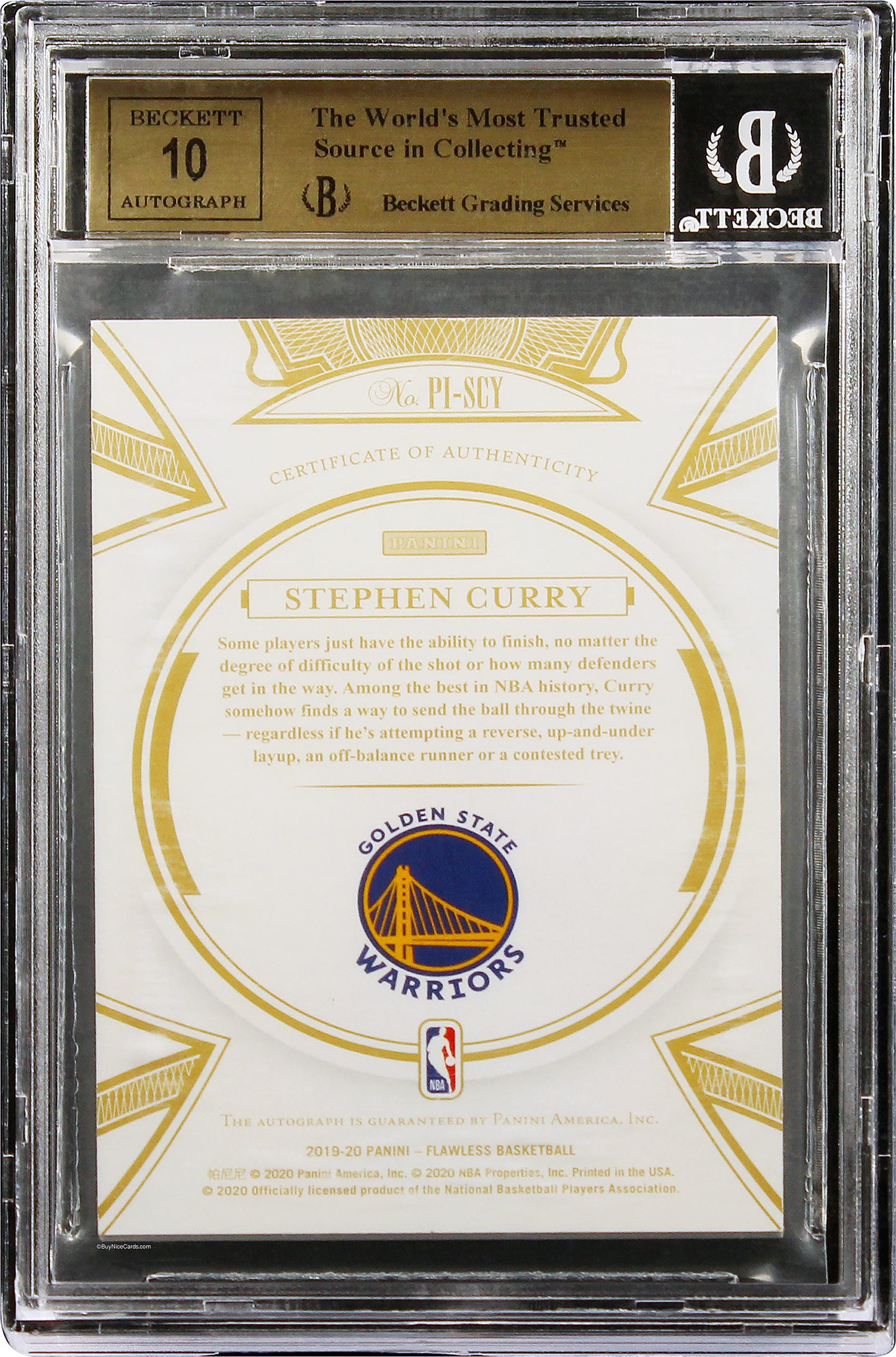 2019-20 Stephen Curry Panini Flawless Premium Ink /25 #16 BGS 9.5 Gem Mint Pop 1