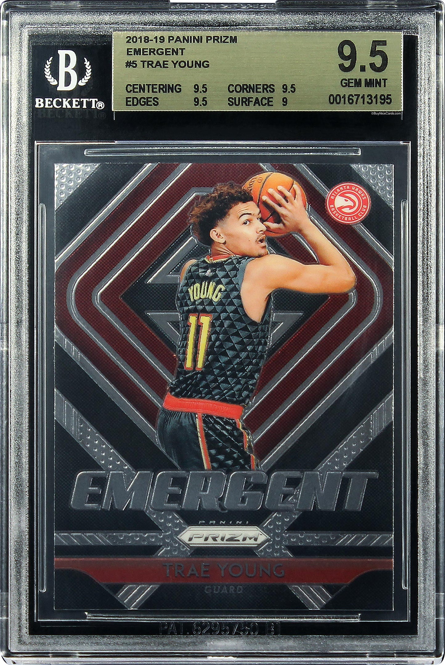 2018-19 Trae Young Panini Prizm Emergent Base RC Rookie #5 BGS 9.5 Gem Mint