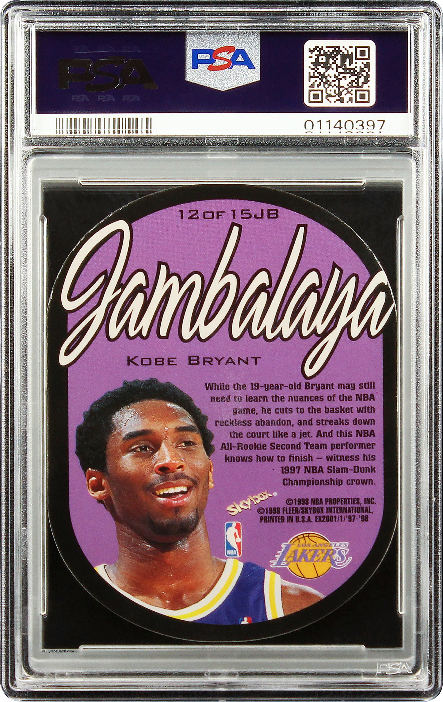1997 Kobe Bryant Fleer Skybox E-X2001 Jambalaya SP #12 PSA 10 Gem Mint Pop 15