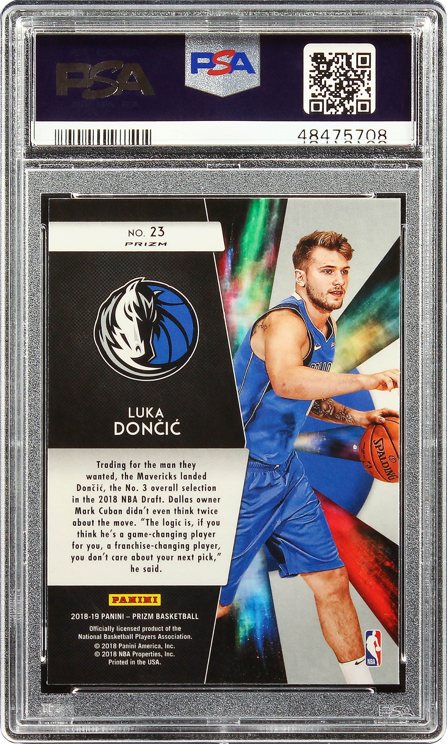 2018 Luka Doncic Panini Prizm Freshman Phenoms Green Prizms RC Rookie #23 PSA 10 Gem Mint