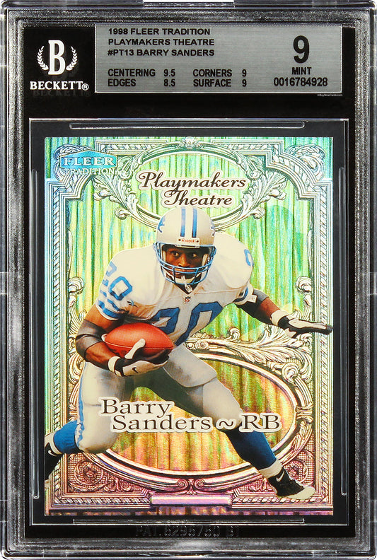1998 Barry Sanders Fleer Tradition Playmakers Theatre SP /100 BGS 9 Mint