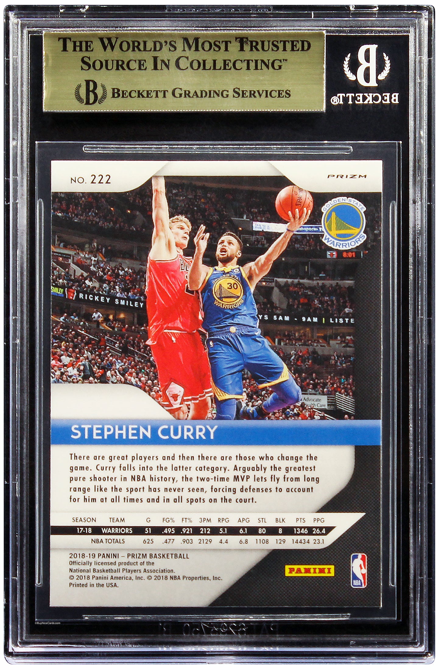 2018-19 Stephen Curry Panini Prizm Hyper Prizms Refractor SP #222 BGS 9.5 Gem Mint