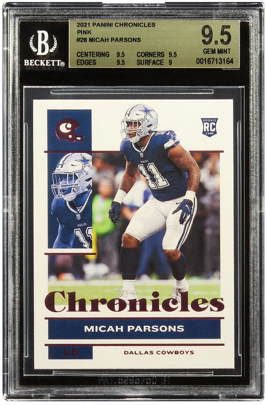 2021 Micah Parsons Panini Chronicles Pink RC Rookie #28 BGS 9.5 Gem Mint