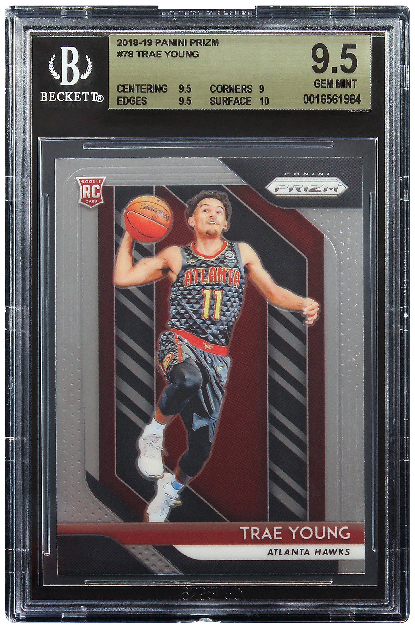 2018-19 Trae Young Panini Prizm Base RC Rookie #78 BGS 9.5 Gem Mint
