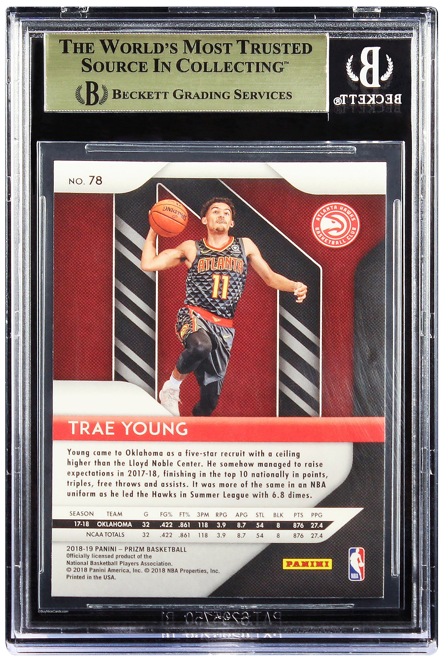 2018-19 Trae Young Panini Prizm Base RC Rookie #78 BGS 9.5 Gem Mint