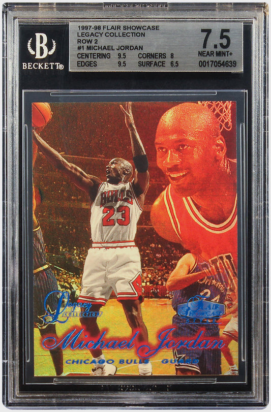 1997-98 Michael Jordan Fleer Flair Showcase Legacy Collection Row 2 /100 BGS 7.5