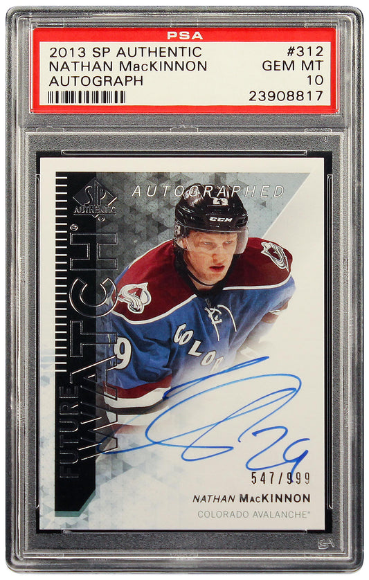 2013 Nathan Mackinnon Upper Deck SP Authentic Future Watch RC Rookie Auto /999 #312 PSA 10 Gem Mint