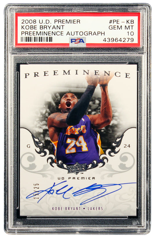 2008 Kobe Bryant Upper Deck Premier Preeminence Auto /25 #PE-KB PSA 10 Gem Mint Pop 2