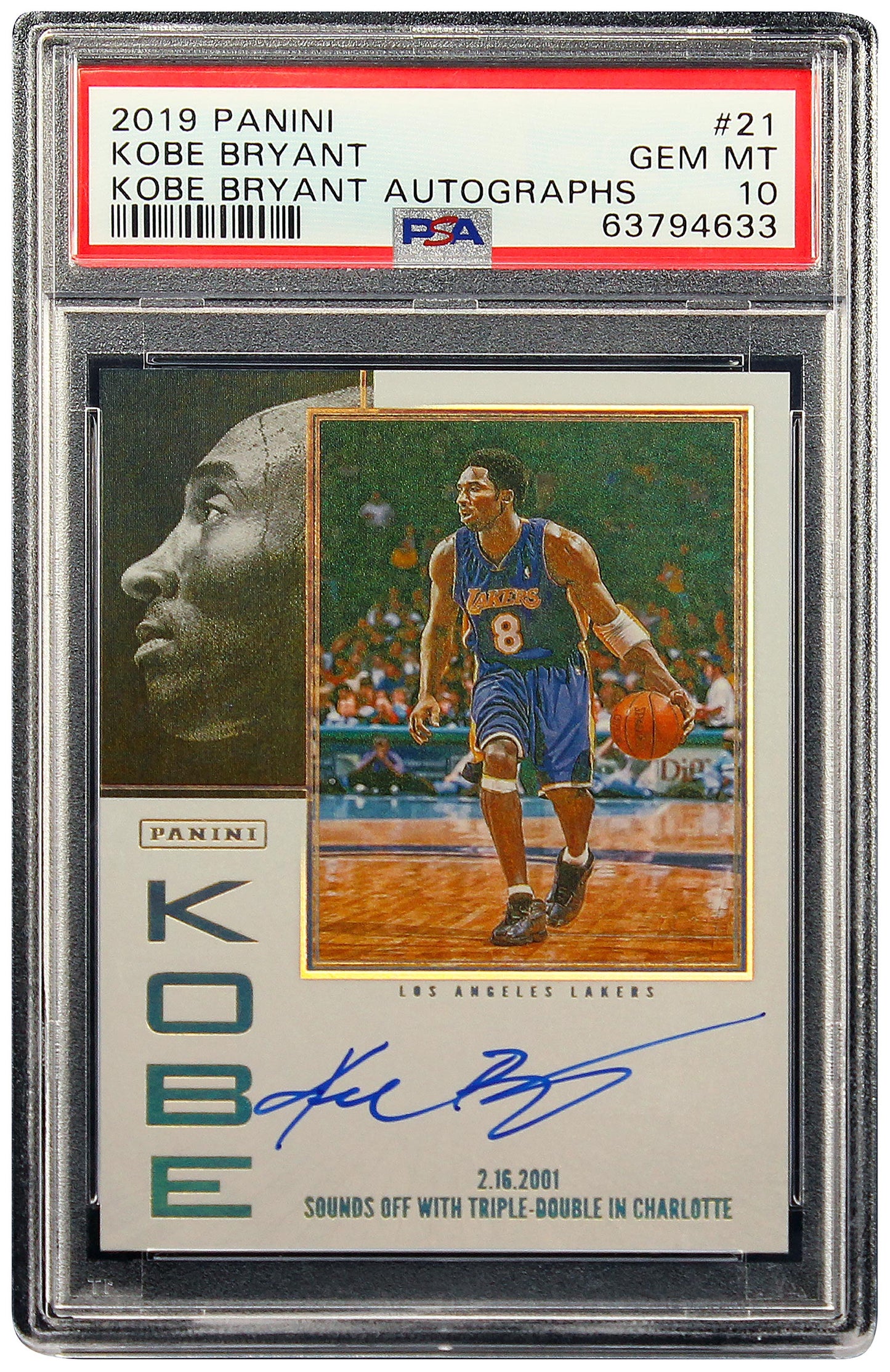 2019 Kobe Bryant Panini Contenders 2/26/2001 on Card Auto #21 PSA 10 Gem Mint Pop 2