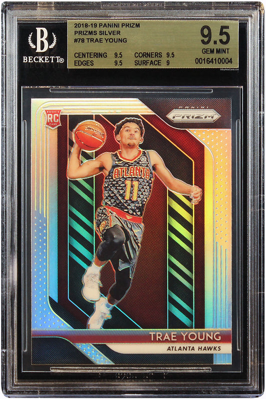 2018 Trae Young Panini Prizm Silver Prizms RC Rookie #78 BGS 9.5 Gem Mint