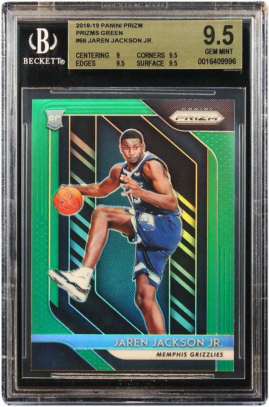 2018-19 Jarren Jackson Panini Prizm Green Prizms SP RC Rookie #66 BGS 9.5 Gem Mint