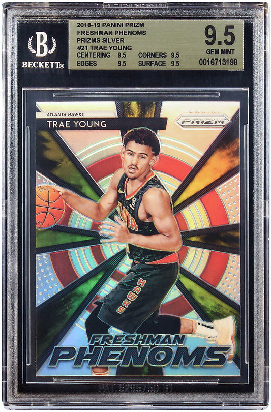 2018-19 Trae Young Panini Prizm Freshman Phenmons Silver Prizms RC Rookie #21 BGS 9.5 Gem Mint