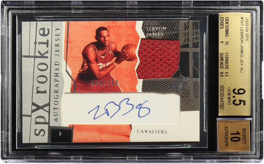 2003 Lebron James Upper Deck SPX RC Rookie Jersey Patch Auto /750 # 151 BGS 9.5 / 10