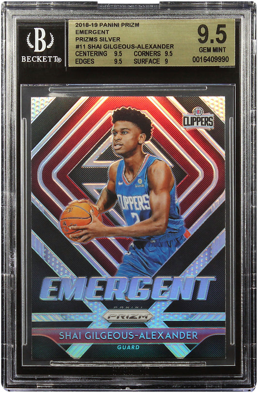 2018 Shai Gilgeous-Alexander Panini Prizm Emergent Silver Prizms RC Rookie #11 BGS 9.5 Gem Mint