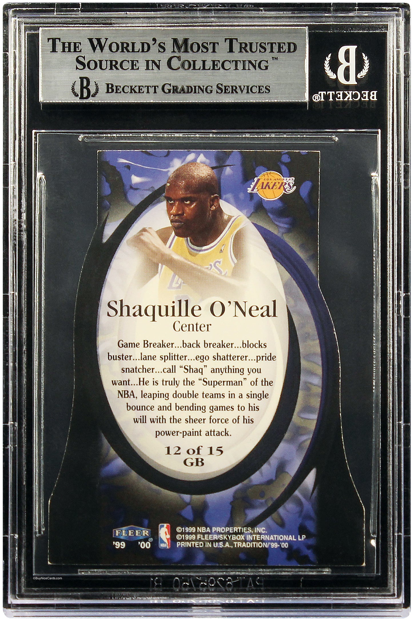 1999 Shaquille O'neal Fleer Tradition Game Breaks SP /100 #12 BGS 8.5
