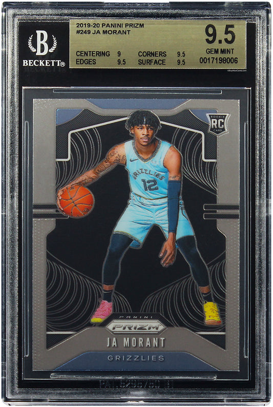 2019 Ja Morant Panini Prizm Base RC Rookie # 249 BGS 9.5 Gem Mint